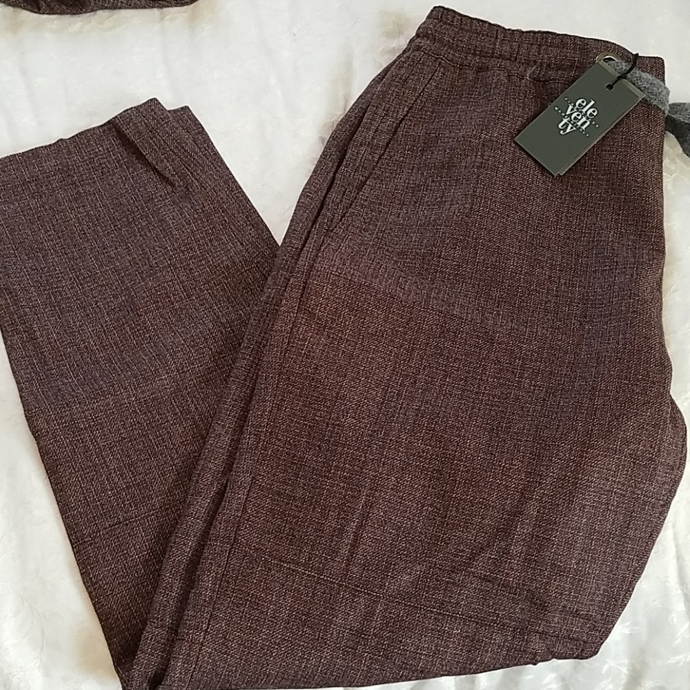Eleventy. Brown needle point drawstring pants